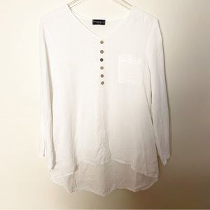 Terzo Millennio White 100% Linen Lagenlook Top Made In Italy